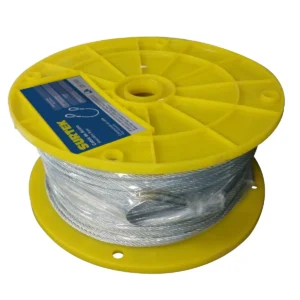 Cable de acero con grillete recubrimiento PVC negro 1/4" x 76 m construcción de 7 x 19 m