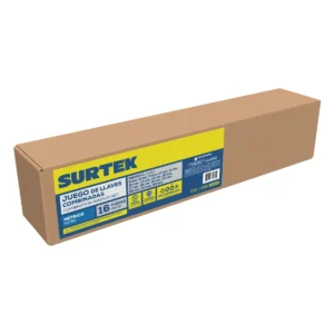 Juego de llaves combinadas satinadas métricas, 12 puntas, 16 piezas en estuche