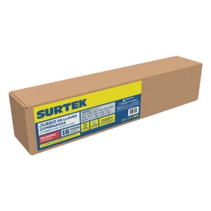 Juego de llaves combinadas satinadas en pulgadas, 12 puntas, 16 piezas en estuche