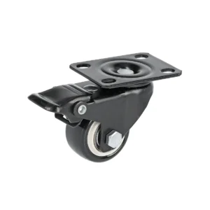 Rodaja de PVC negro con placa giratoria con freno 3"