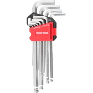 Juego de llaves hexagonales tipo "L" punta de bola, en pulgadas, 10 piezas