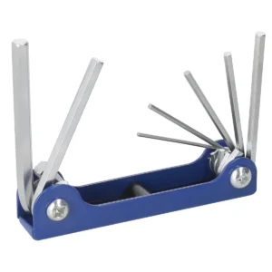 Juego de llaves hexagonales tipo navajas métricas 1.5 a 6 mm estuche metálico, 7 pz