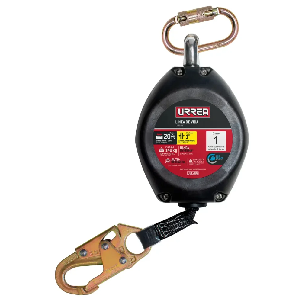 Línea de vida auto retráctil, de banda 20 Ft