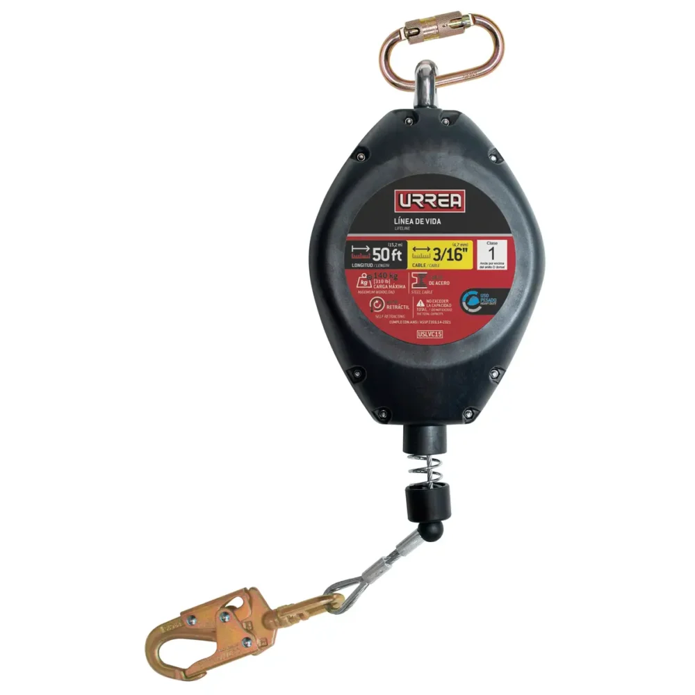 Línea de vida auto retráctil, de cable 50 Ft